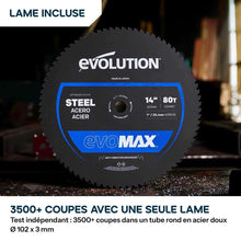 Scie à tronçonner de 355mm Evolution S355CPS Gen 2 pour métaux avec lame EvoMax