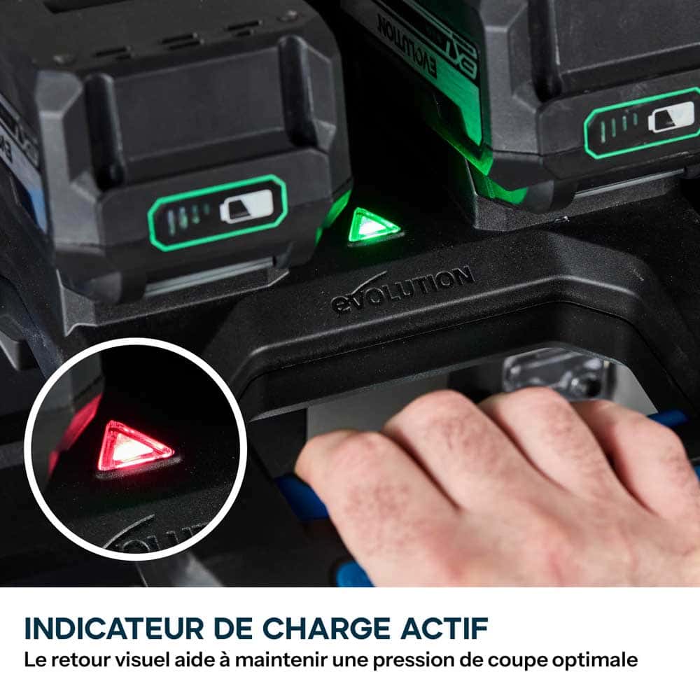 Scie à tronçonner sans fil de 355mm Evolution S355CPS-Li pour la coupe du métal, avec moteur brushless et lame EvoMax