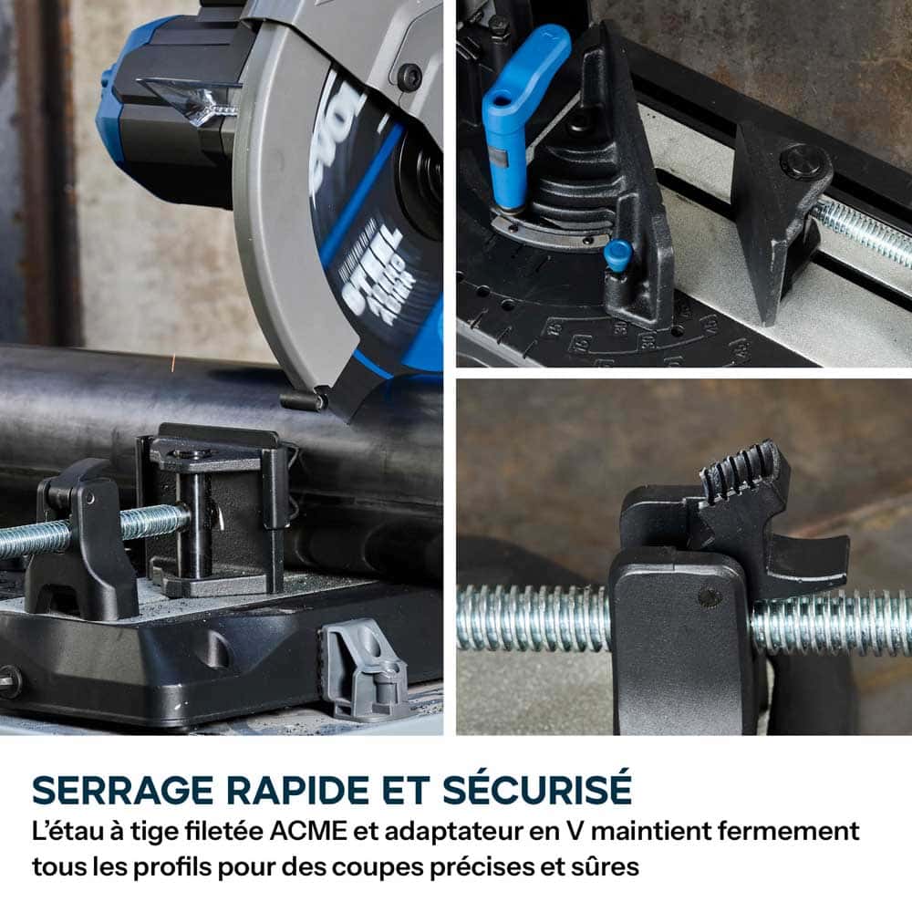 Scie à tronçonner sans fil de 355mm Evolution S355CPS-Li pour la coupe du métal, avec moteur brushless et lame EvoMax