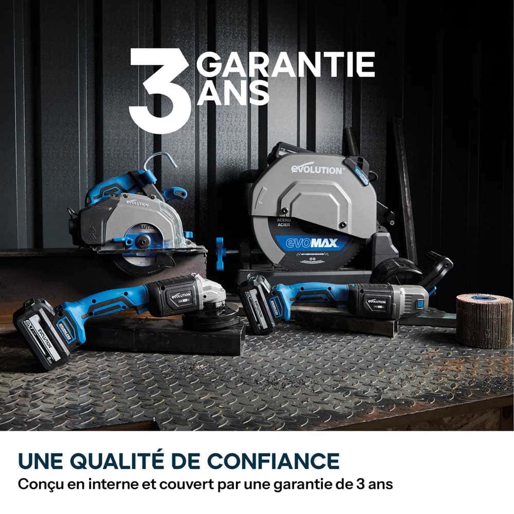 Scie à tronçonner sans fil de 355mm Evolution S355CPS-Li pour la coupe du métal, avec moteur brushless et lame EvoMax