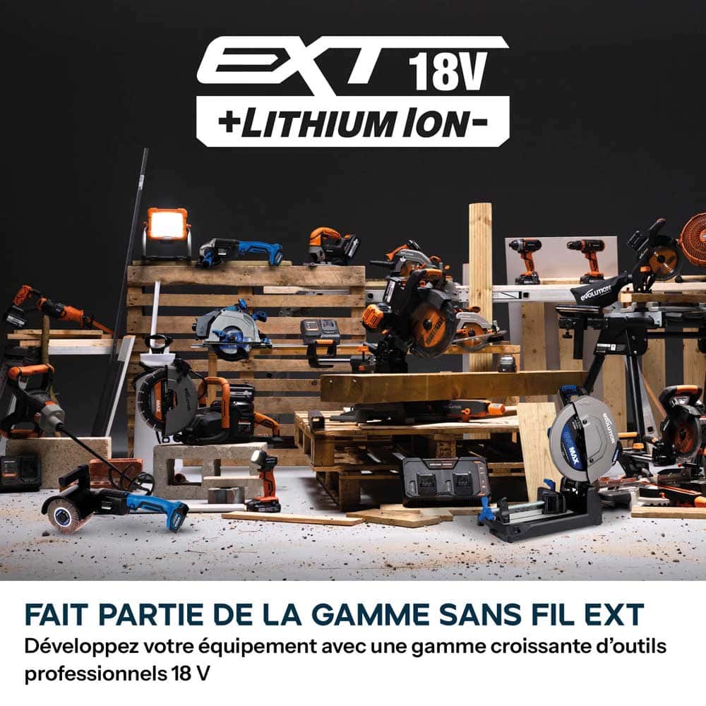 Scie à tronçonner sans fil de 355mm Evolution S355CPS-Li pour la coupe du métal, avec moteur brushless et lame EvoMax