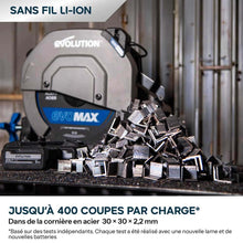 Scie à tronçonner sans fil de 355mm Evolution S355CPS-Li pour la coupe du métal, avec moteur brushless et lame EvoMax