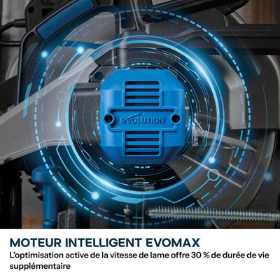 Scie à tronçonner sans fil de 355mm Evolution S355CPS-Li pour la coupe du métal, avec moteur brushless et lame EvoMax