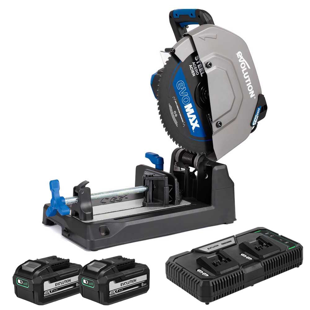 Scie à tronçonner sans fil de 355mm Evolution S355CPS-Li pour la coupe du métal, avec moteur brushless et lame EvoMax