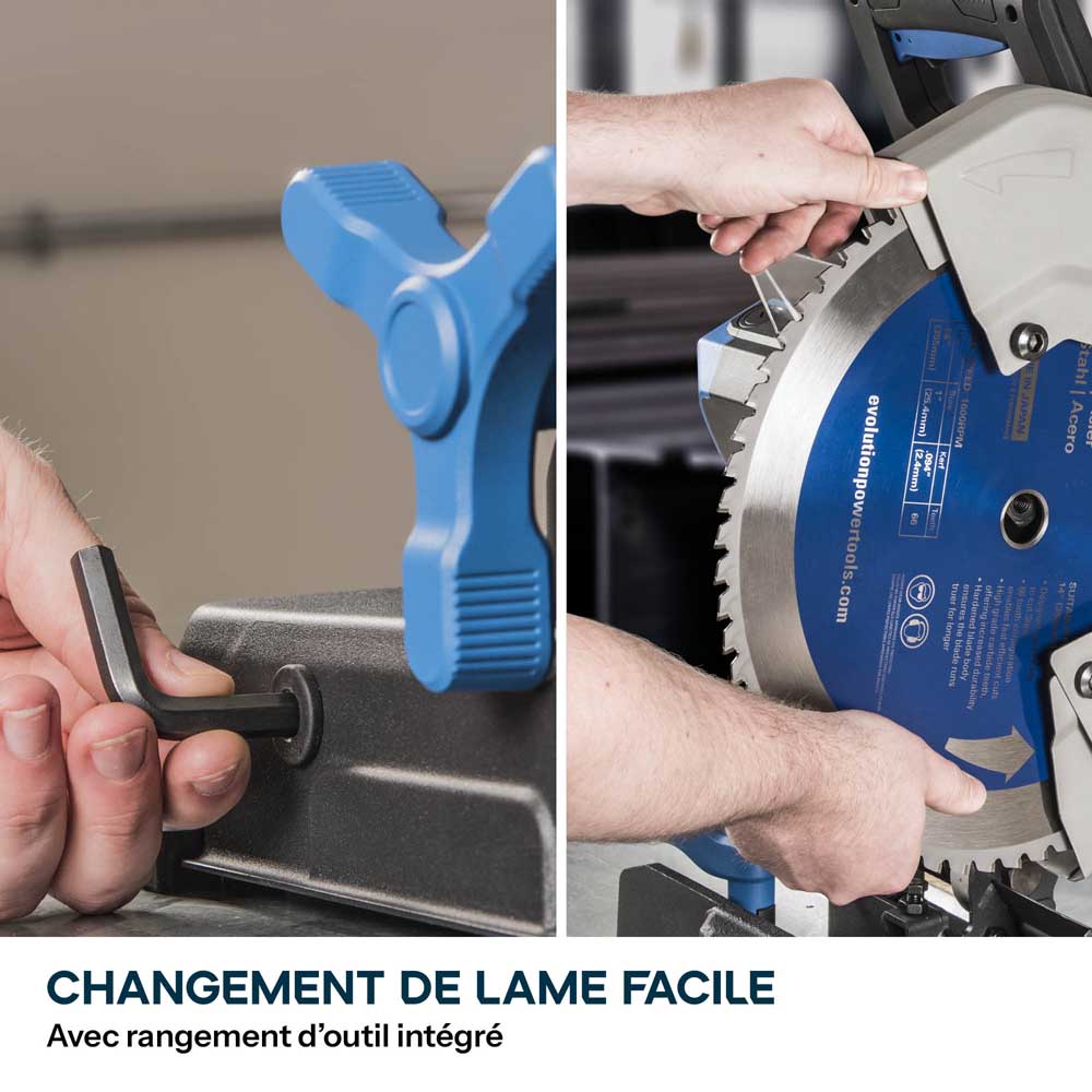 Scie à tronçonner de 355mm Evolution S355CPSL pour métaux avec lame TCT pour acier