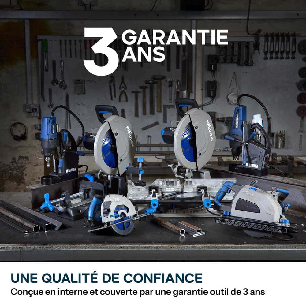 Scie à tronçonner de 355mm Evolution S355CPSL pour métaux avec lame TCT pour acier