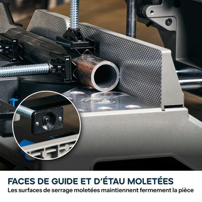 Scie à onglet 355mm Evolution S355MCS-G2 pour la découpe du métal + Support mobile pliable tout-terrain à vérin