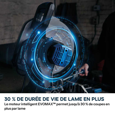 Scie à onglet 355mm Evolution S355MCS-G2 pour la découpe du métal + Support mobile pliable tout-terrain à vérin