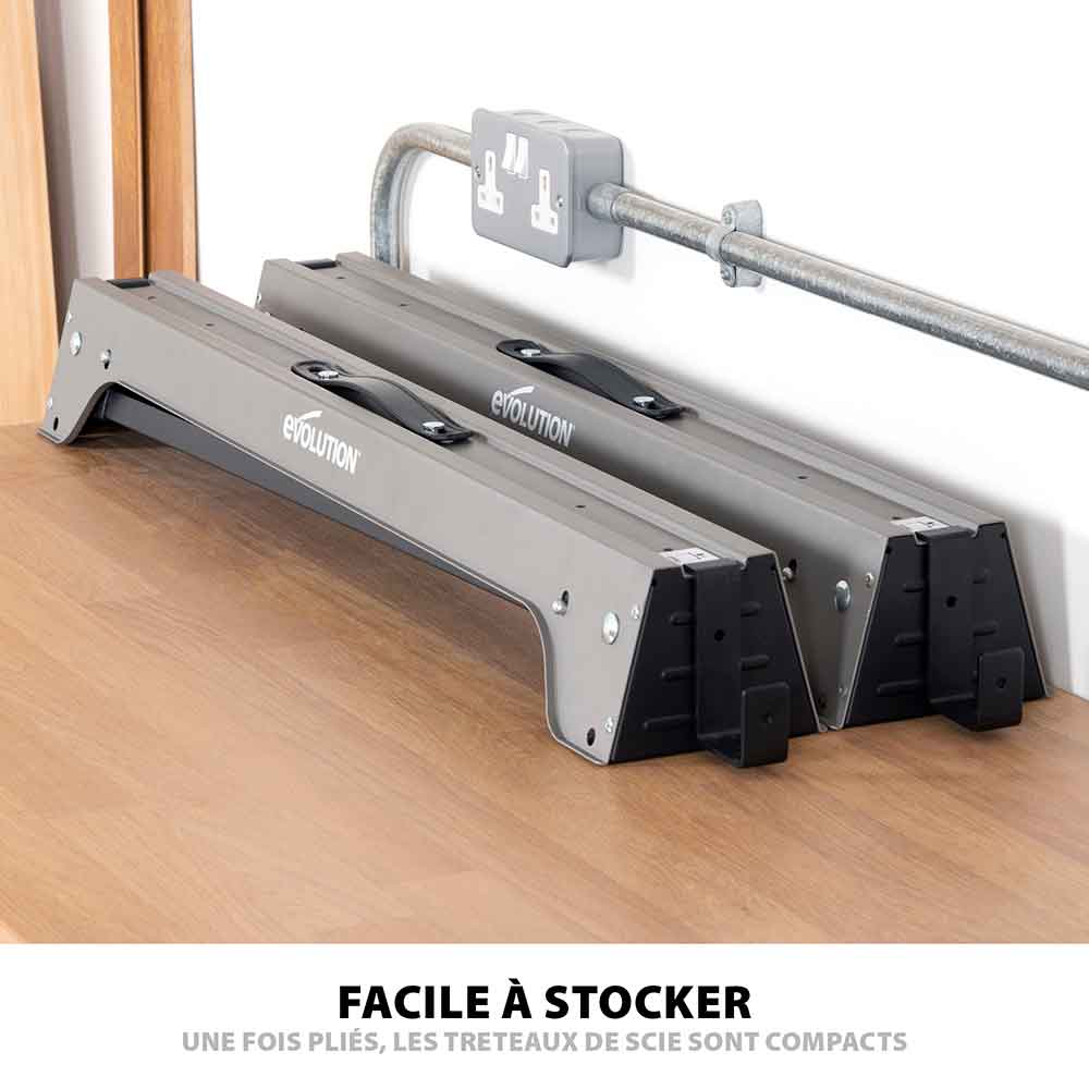 Pack Evolution : Scie circulaire 165mm Evolution F165CCSL avec lame multi-matériaux TCT + tréteaux pliables en métal