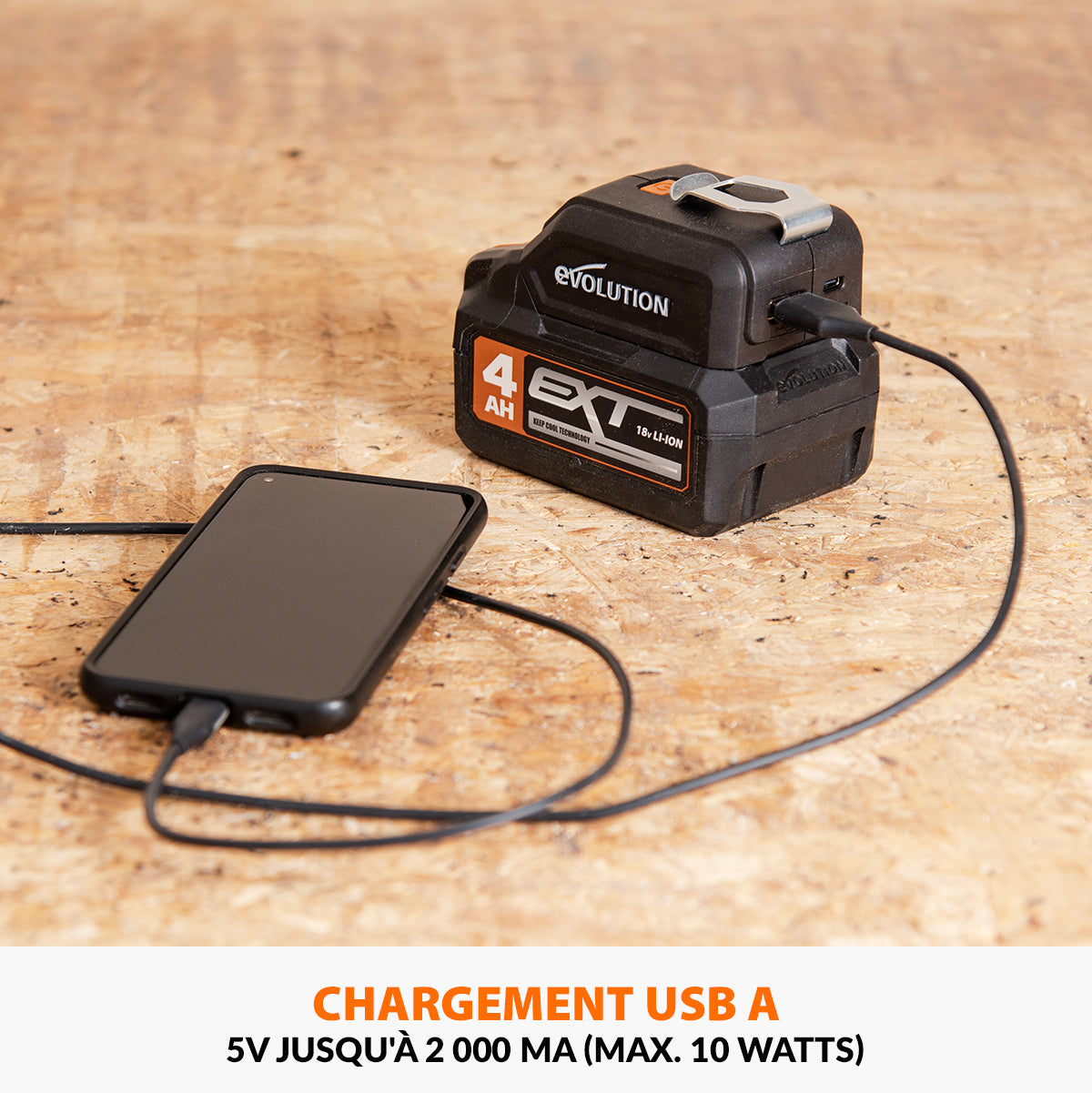 Chargeur USB et lumière LED pour batterie Evolution