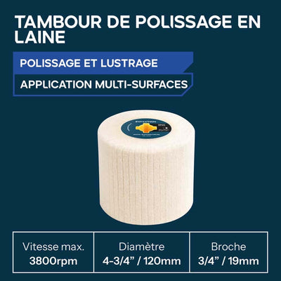 Roue de polissage en laine pour satineuse Evolution pour polissage et finition