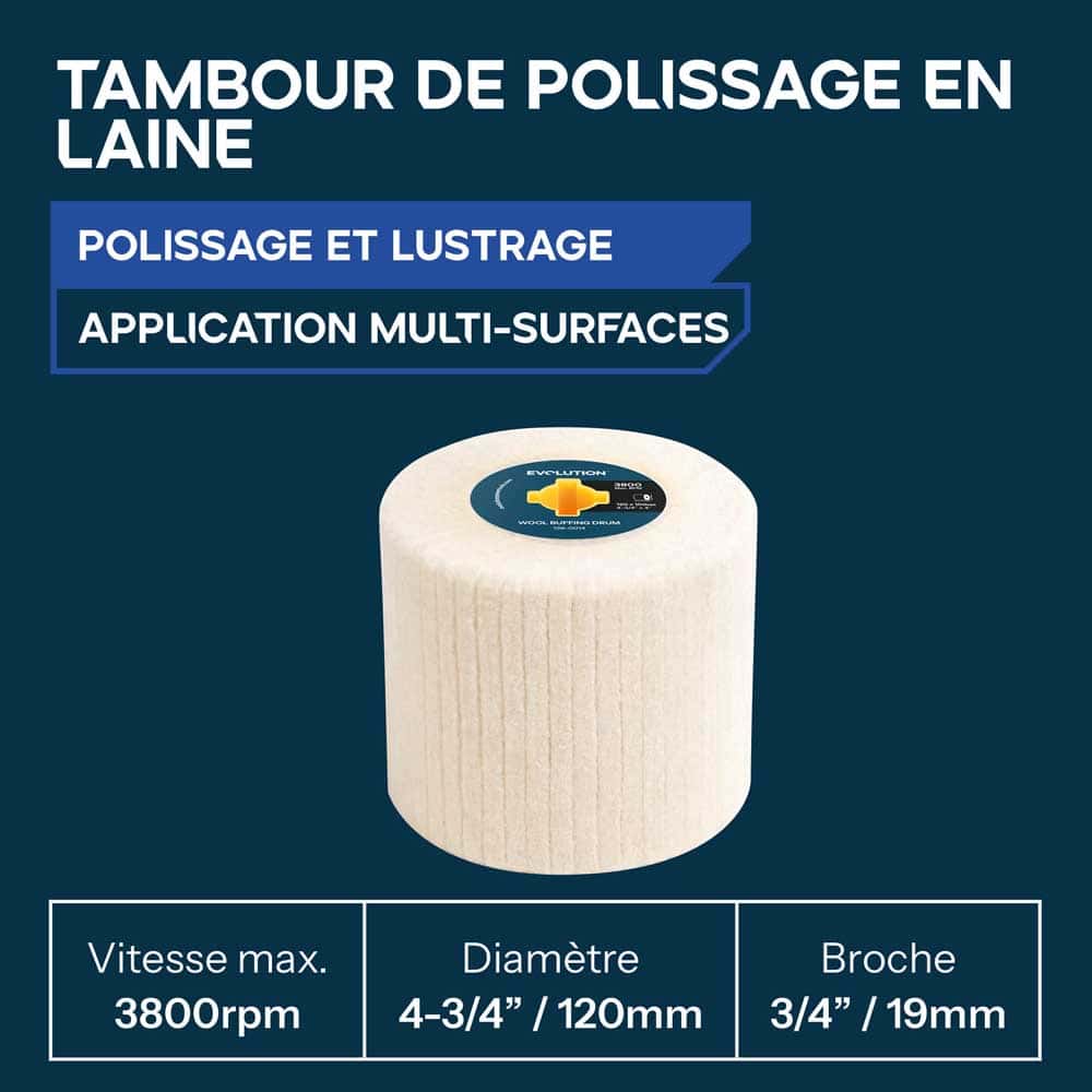 Roue de polissage en laine pour satineuse Evolution pour polissage et finition