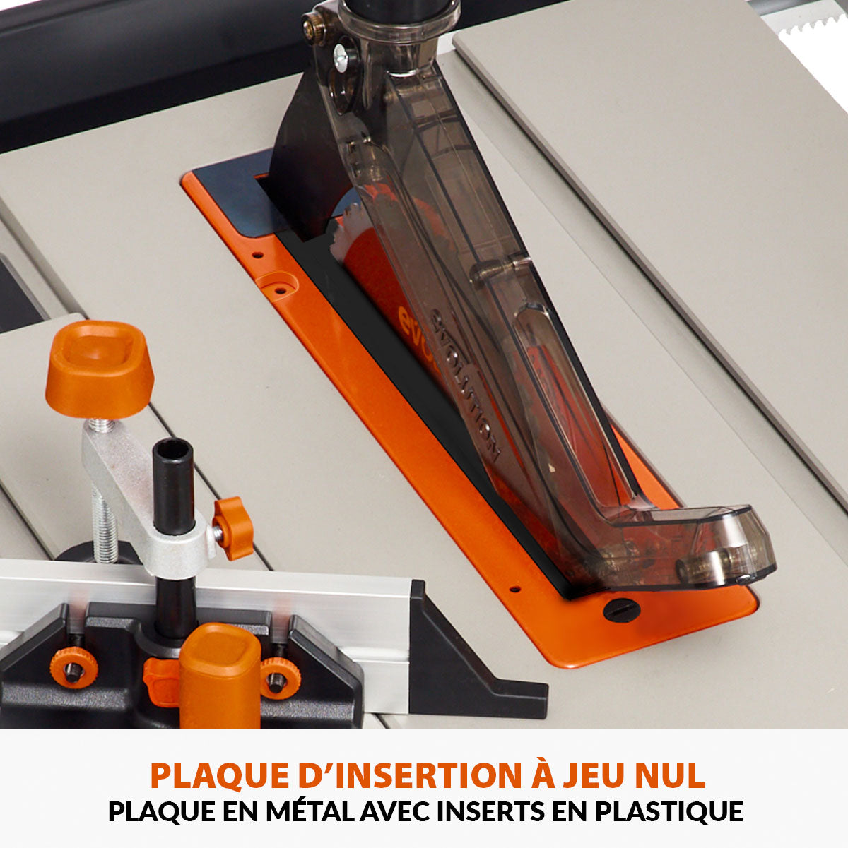 Plaque de précision à jeu nul pour scies sur table Evolution R255TBL & R255TBL+