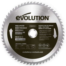 Lame expert pour bois TCT 255mm Evolution 60 dent, alésage 25.4mm pour scie à onglet et scie sur table