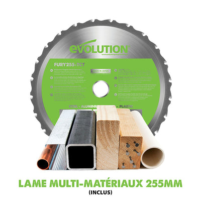 Scie sur table 255mm Evolution FURY5-S avec Lame multi-matériaux TCT