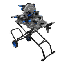 Scie à onglet 355mm Evolution S355MCS-G2 pour la découpe du métal + Support mobile pliable tout-terrain à vérin