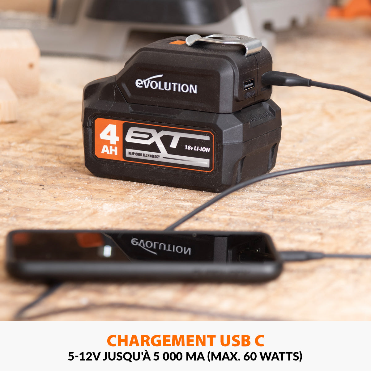Chargeur USB et lumière LED pour batterie Evolution