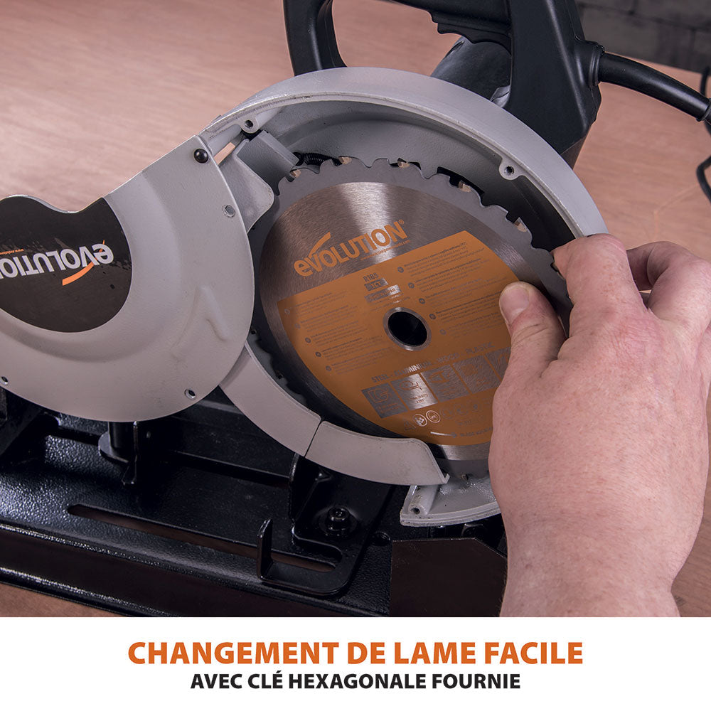 Scie à tronçonner 185mm Evolution RAGE4 avec Lame multi-matériaux TCT