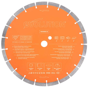 Disque diamant premium segmenté 300mm alésage 22,2mm Evolution pour scie à béton