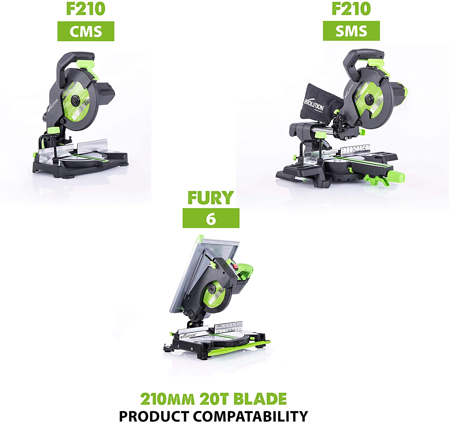 Lame multi-matériaux TCT 210mm 20 dents alésage 25,4mm Evolution pour Scie à onglet et Scie sur table