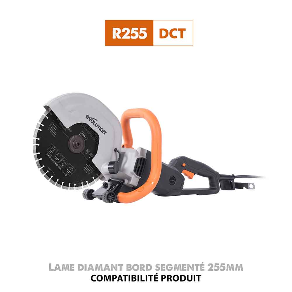 Disque diamant segmenté 255mm alésage 22,2mm Evolution pour scie à béton