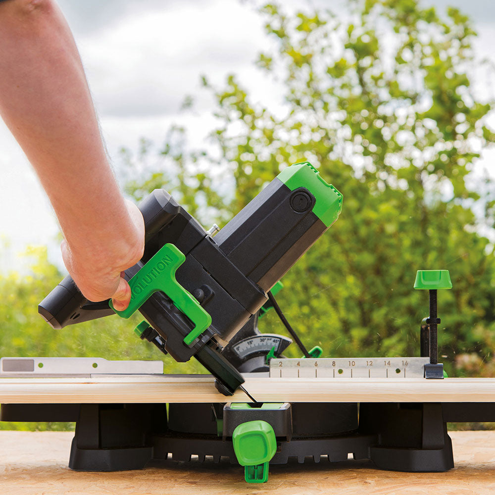 Scie à onglet électrique 210mm Evolution F210SMS avec lame multi-matériaux TCT