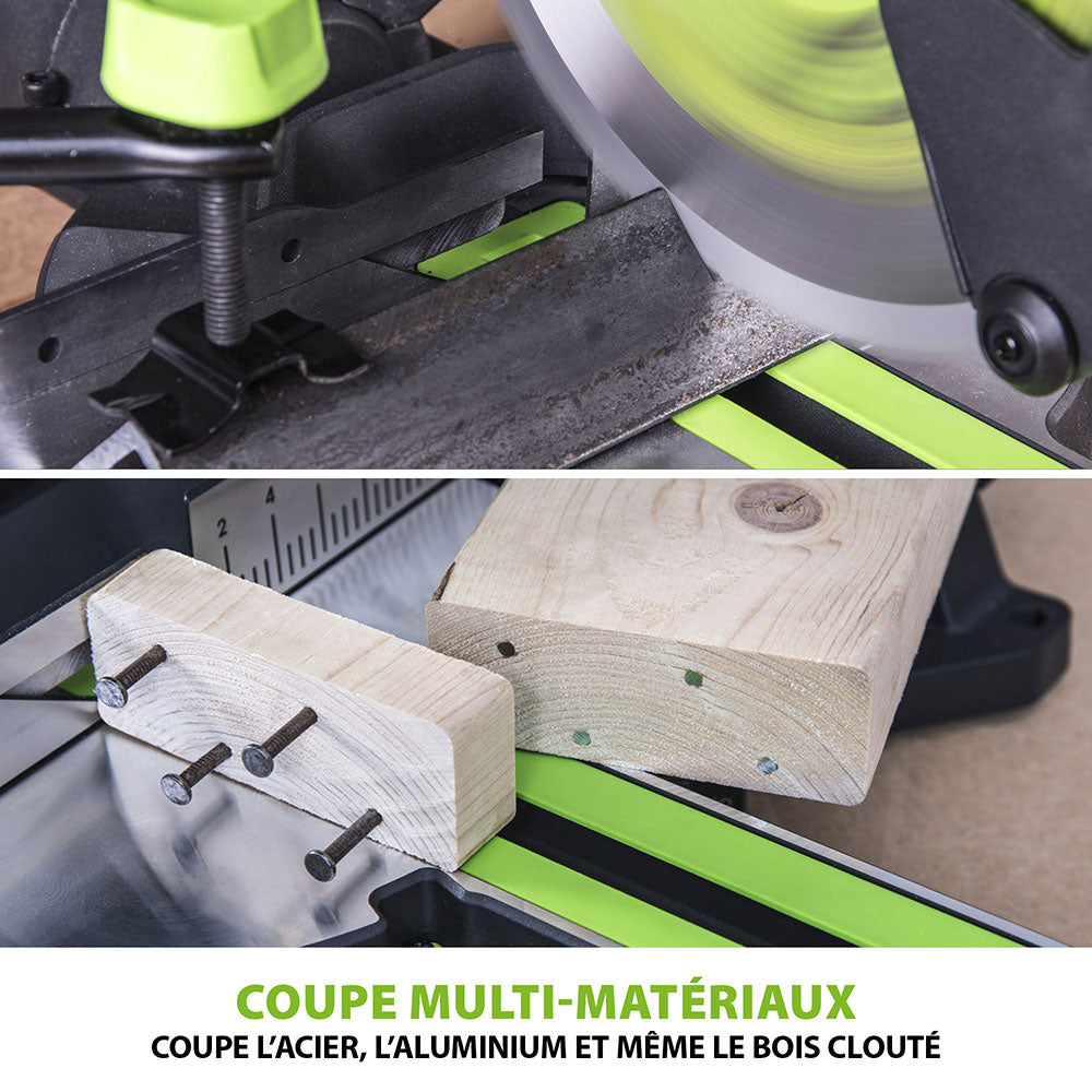 Scie à onglet électrique 255mm Evolution F255SMS avec lame multi-matériaux TCT