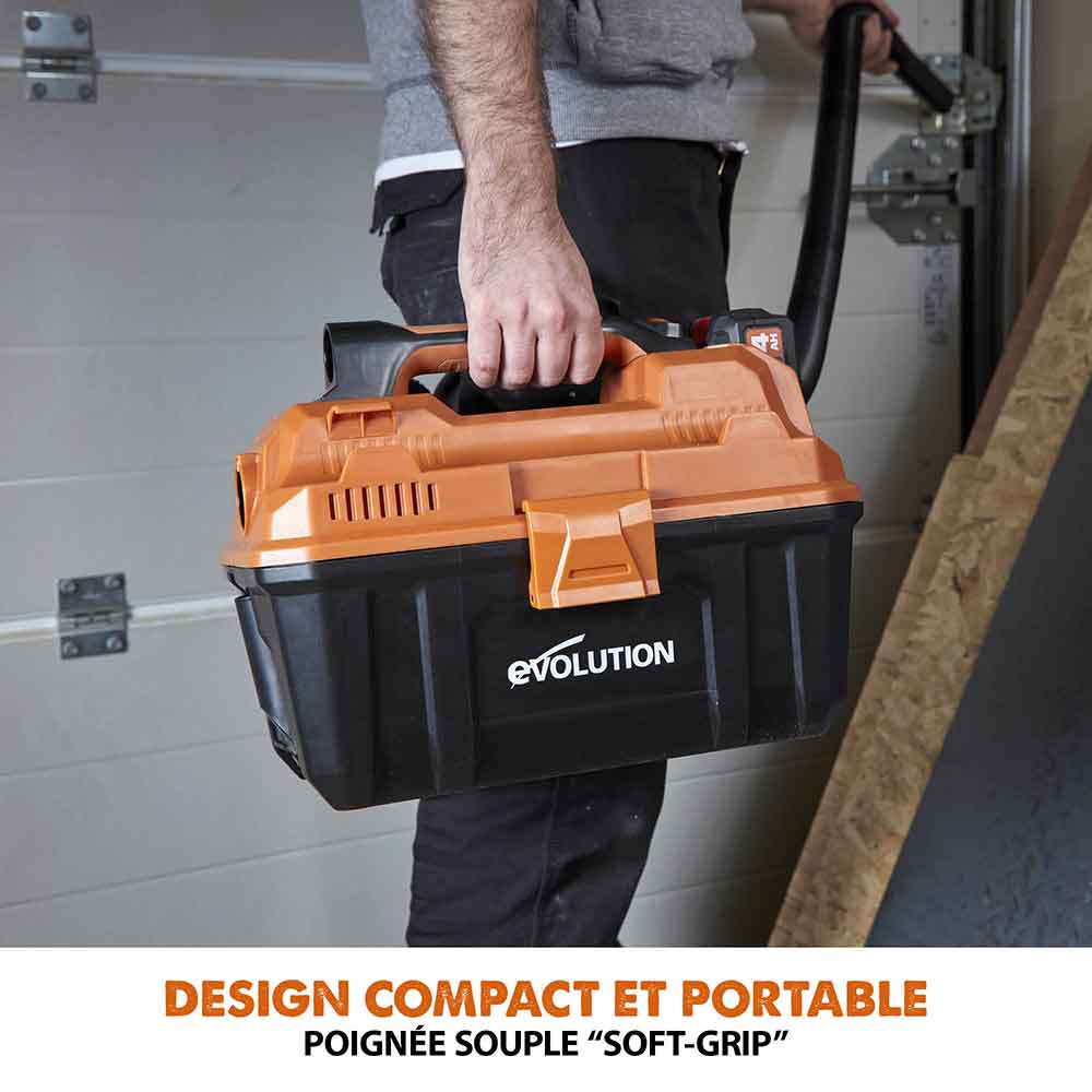 Aspirateur sans fil 11L Evolution R11VAC-Li pour déchets secs et humides avec batterie 4Ah et chargeur