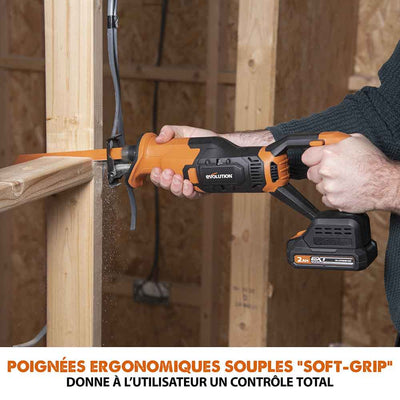 Scie sabre sans fil Evolution R150RCP-Li avec 2 lames multi-matériaux sans batterie ni chargeur