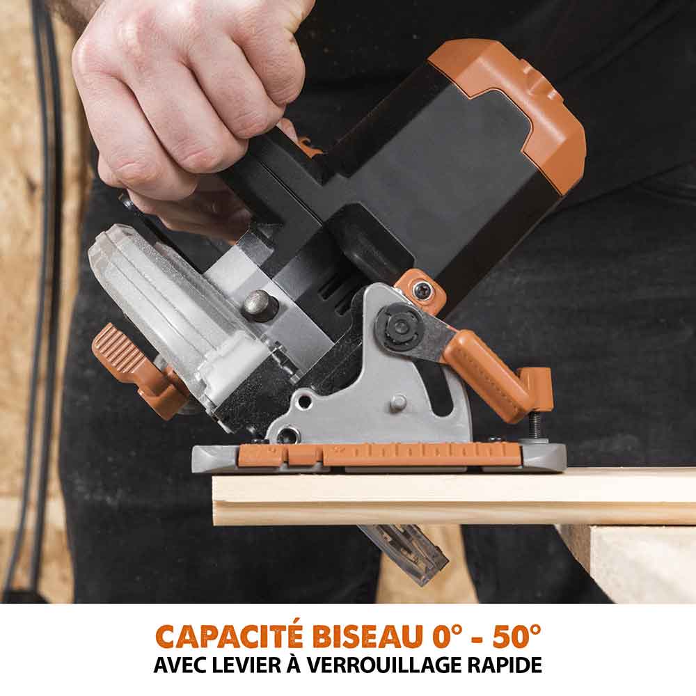 Scie circulaire sans fil 165mm Evolution R165CCS-Li avec Lame multi-matériaux TCT avec batterie 4Ah et chargeur