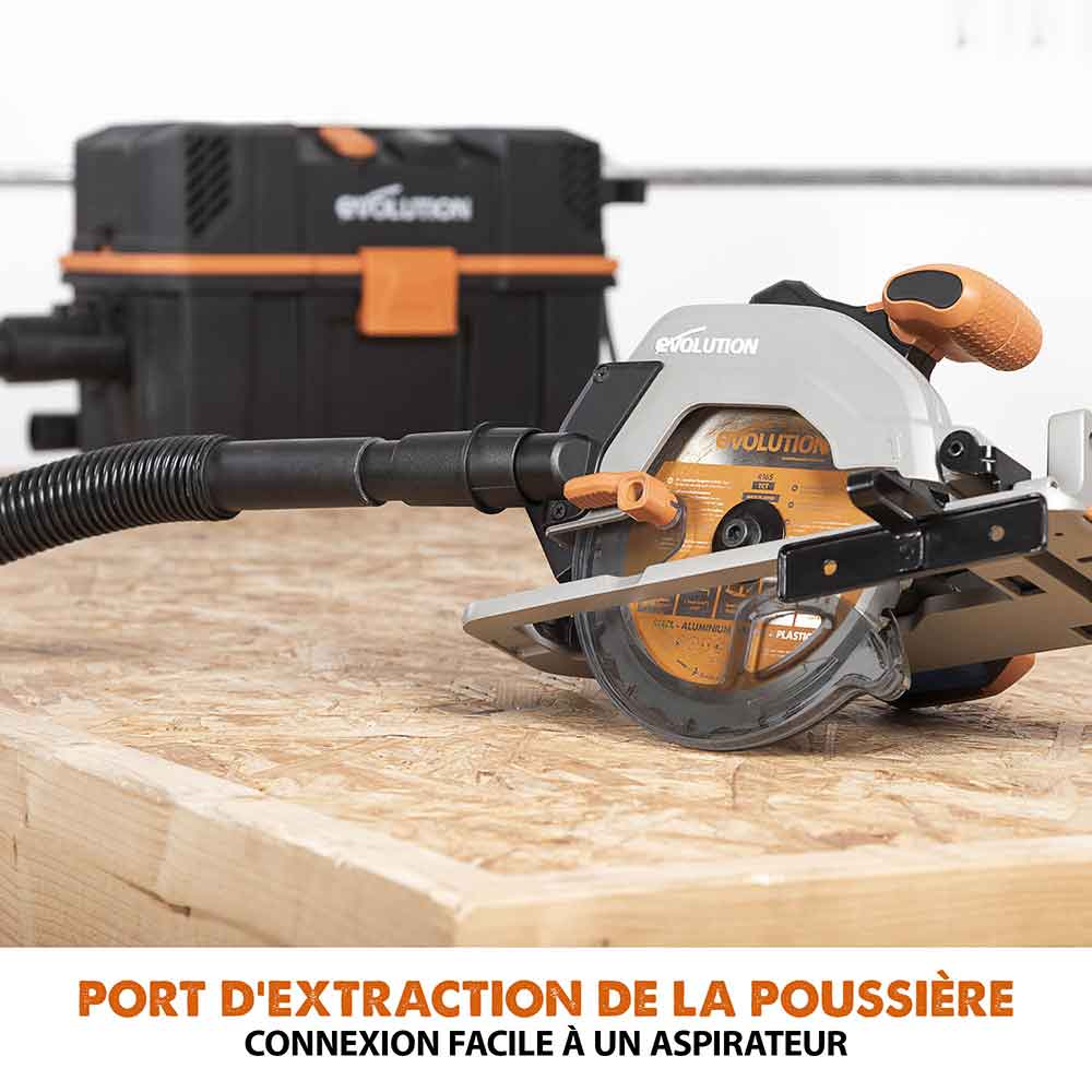 Scie circulaire sans fil 165mm Evolution R165CCS-Li avec Lame multi-matériaux TCT avec batterie 4Ah et chargeur