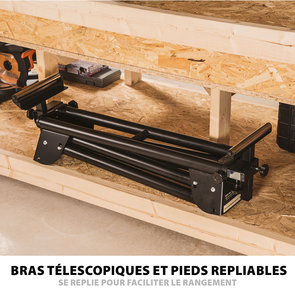 Pack Evolution : Scie à onglet électrique double biseau R255SMS-DB+ avec lame multi-matériaux TCT de 255mm + Support