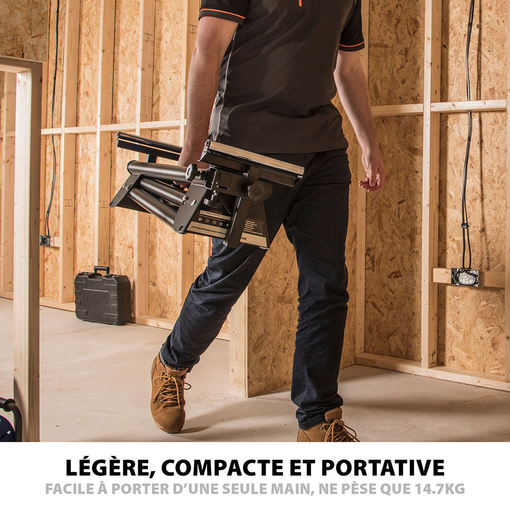 Pack Evolution : Scie à onglet électrique 210mm R210SMS+ avec lame multi-matériaux TCT + Support