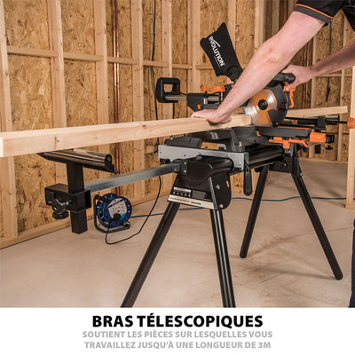 Pack Evolution : Scie à onglet électrique 210mm R210SMS+ avec lame multi-matériaux TCT + Support