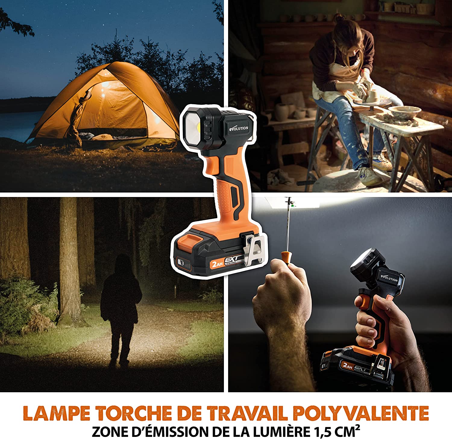 Evolution - Lampe torche sans fil R150RCP-Li (18 V), 1000 Lumens ...