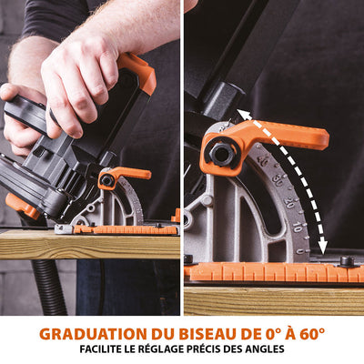KATSU Scie Circulaire 185mm 1600W Avec Guide Laser - 2 Lames 24T + 40T, Profondeur 65mm (90°) Pour Bois, Métal Et Plastique
