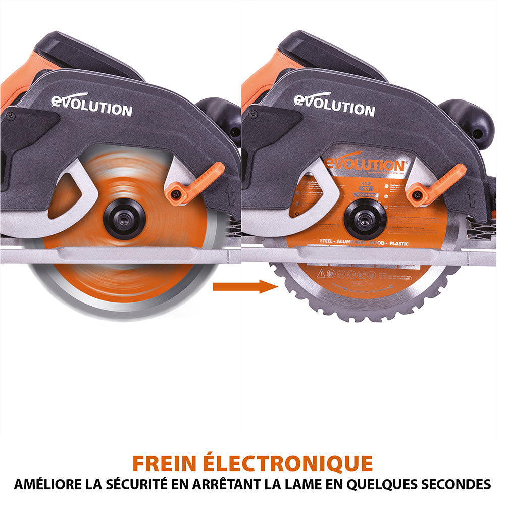 Pack Evolution : Scie circulaire 185mm R185CCSX+ avec lame multi-matériaux TCT et sac de transport + guide de coupe de 2,8m