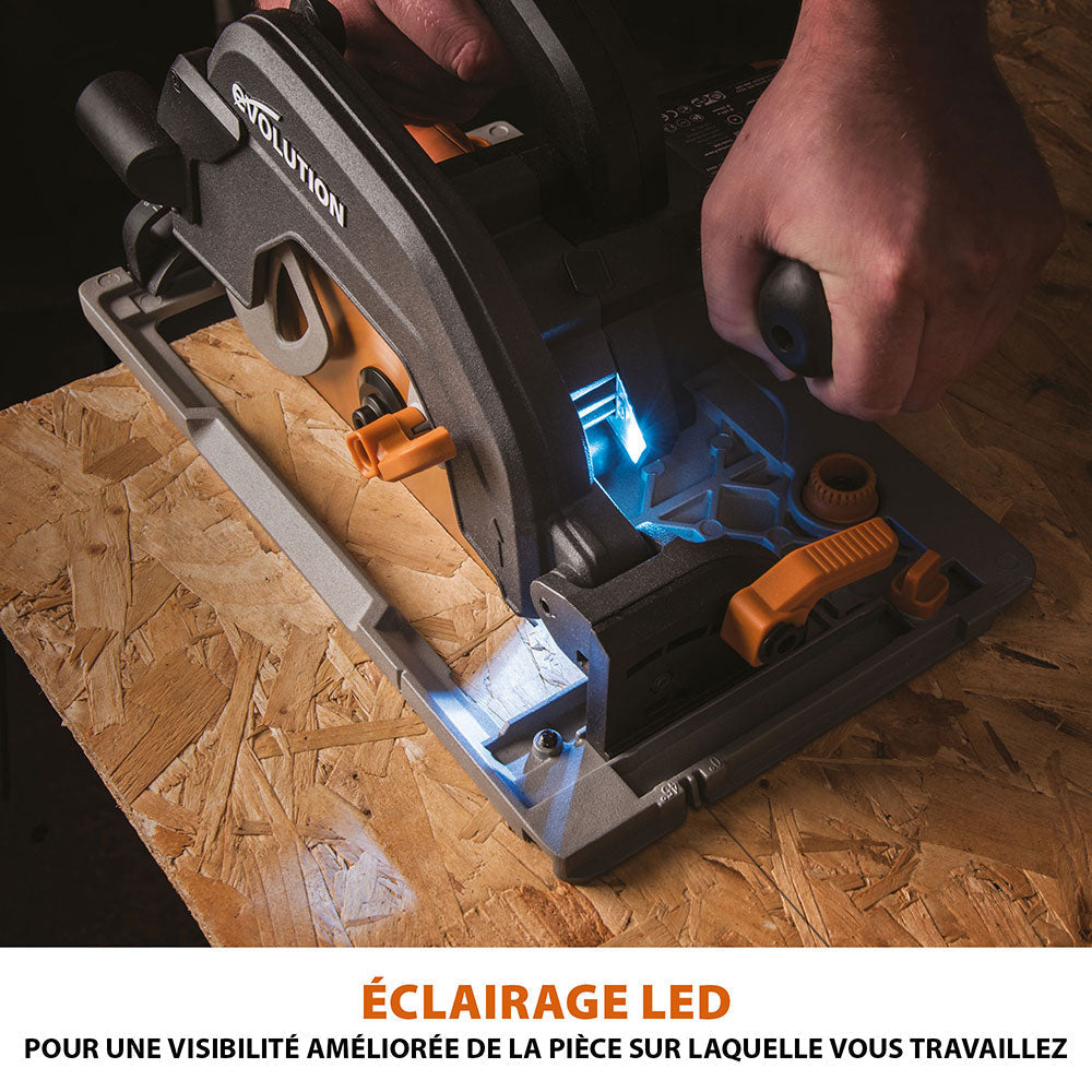 Pack Evolution : Scie circulaire 185mm R185CCSX+ avec lame multi-matériaux TCT et sac de transport + guide de coupe de 2,8m