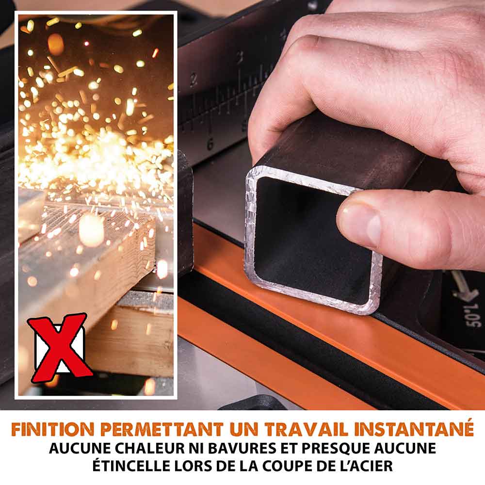 Scie à onglet électrique 185mm Evolution R185SMS+ avec lame multi-matériaux TCT