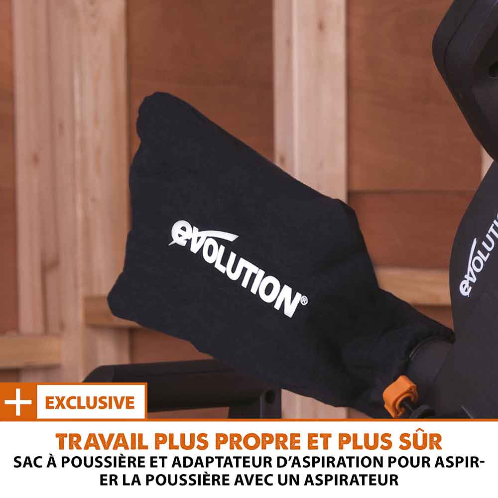 Scie à onglet électrique 185mm Evolution R185SMS+ avec lame multi-matériaux TCT