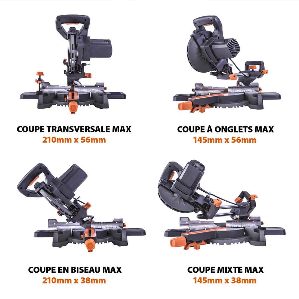 Scie à onglet électrique 185mm Evolution R185SMS+ avec lame multi-matériaux TCT