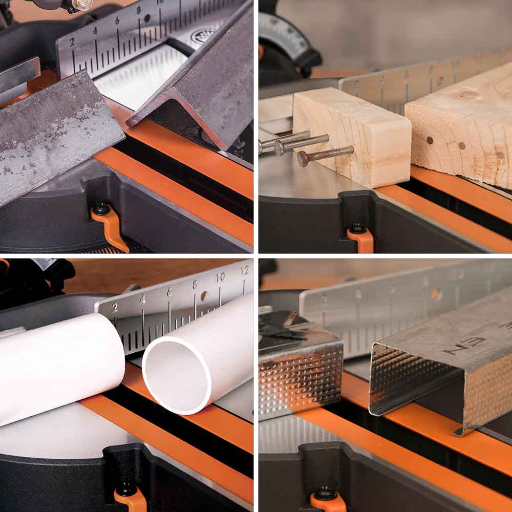 Scie à onglet électrique 185mm Evolution R185SMS+ avec lame multi-matériaux TCT