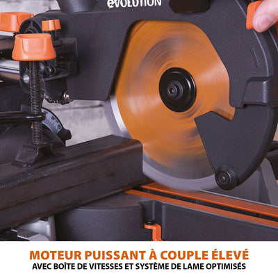 Scie à Onglet Coulissante Evolution R210SMS – 210mm, 1500W, Pour Métal/bois/plastique, Occasion