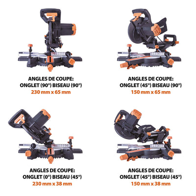 Scie à onglet électrique 210mm Evolution R210SMS+ avec lame multi-matériaux TCT