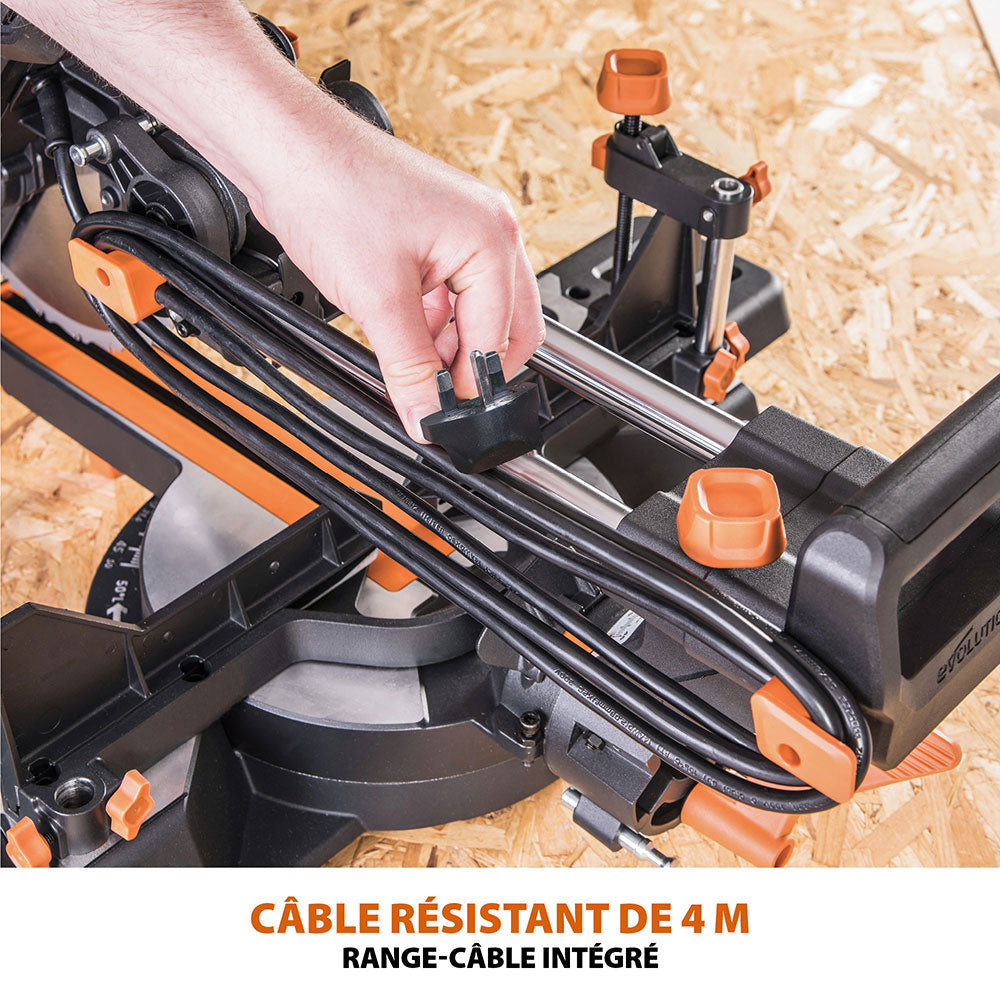Pack Evolution : Scie à onglet électrique double biseau R255SMS-DB+ avec lame multi-matériaux TCT de 255mm + Support