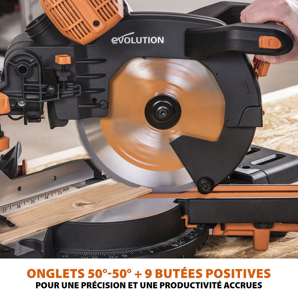 Pack Evolution : Scie à onglet électrique double biseau R255SMS-DB+ avec lame multi-matériaux TCT de 255mm + Support