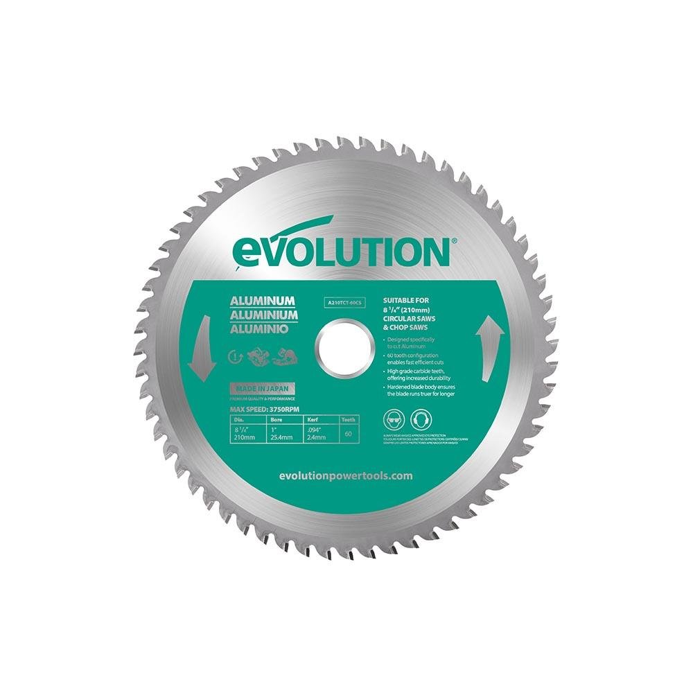 Lame spéciale pour la découpe de l'aluminium TCT 210mm Evolution 60 dents alésage 25.4mm pour scie circulaire