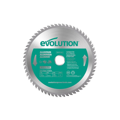 Lame spéciale pour la découpe de l'aluminium TCT 210mm Evolution 60 dents alésage 25.4mm pour scie circulaire