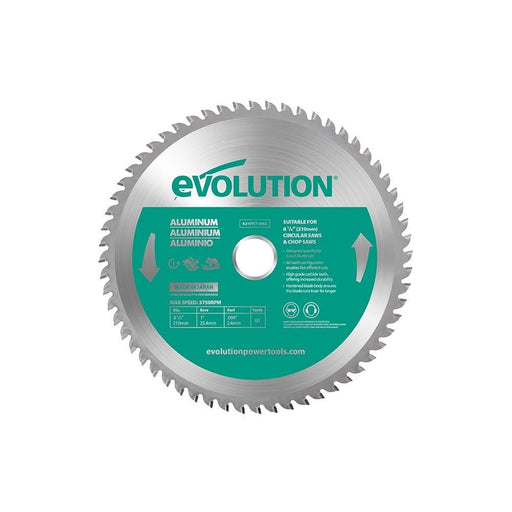 Evolution 210mm Aluminium Cutting 60T TCT Circular Saw Blade - Evolution Power Tools UK