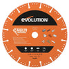 Disque multi-matériaux de démolition, diamant segmenté 255mm alésage 22,2mm Evolution pour scie à béton